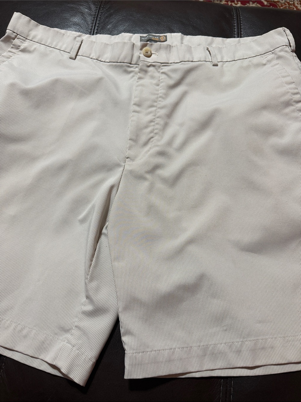 Peter Millar Cream Flat-Front Chino Shorts